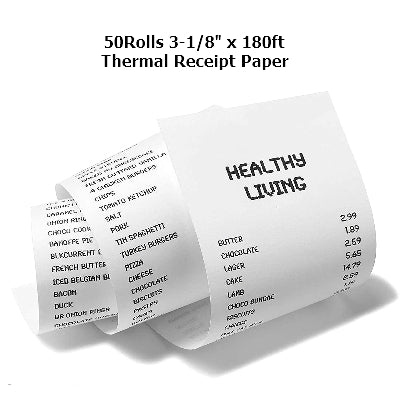 3-1/8'' 180FT 50 Rolls Thermal Paper Rolls